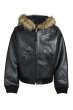 画像1: BREATH (FAUX LEATHER FUR HOODED JACKET) BLACK (1)