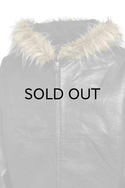 画像3: BREATH (FAUX LEATHER FUR HOODED JACKET) BLACK (3)