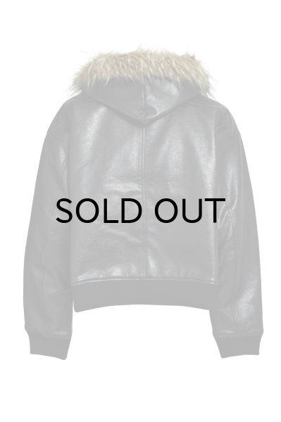 画像2: BREATH (FAUX LEATHER FUR HOODED JACKET) BLACK (2)