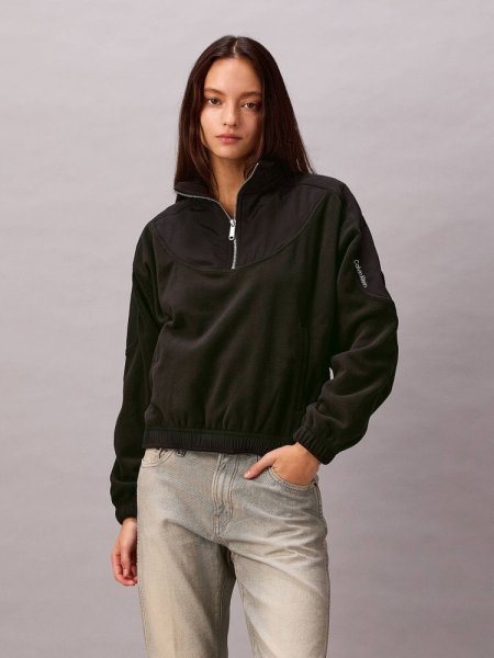画像3: Calvin Klein (ミックスフリースジップアッププルオーバー) BLACK (3)