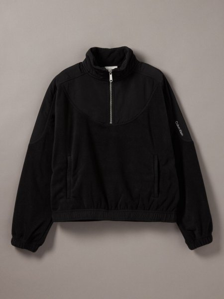 画像1: Calvin Klein (ミックスフリースジップアッププルオーバー) BLACK (1)