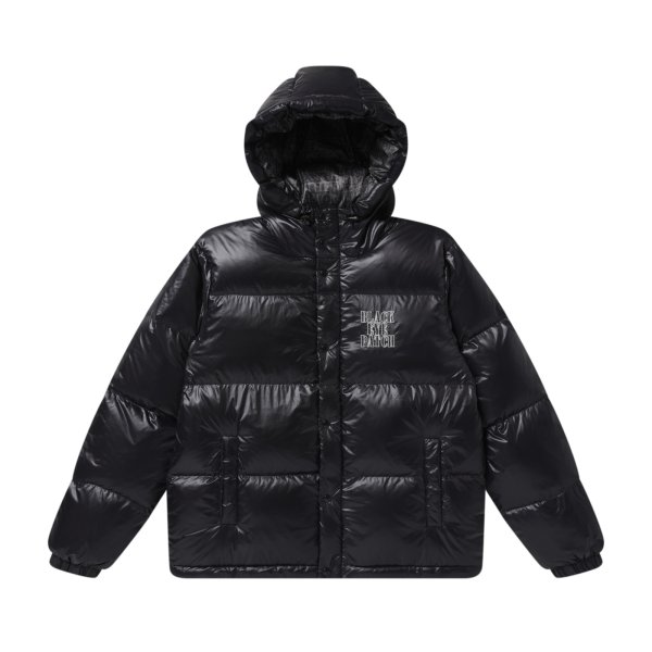 画像1: BLACK EYE PATCH (STENCIL LOGO HOODED DOWN JACKET) BLACK (1)