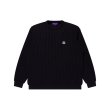 画像1: BLACK EYE PATCH (OG LABEL WAFFLE KNITTED CREW) BLACK (1)