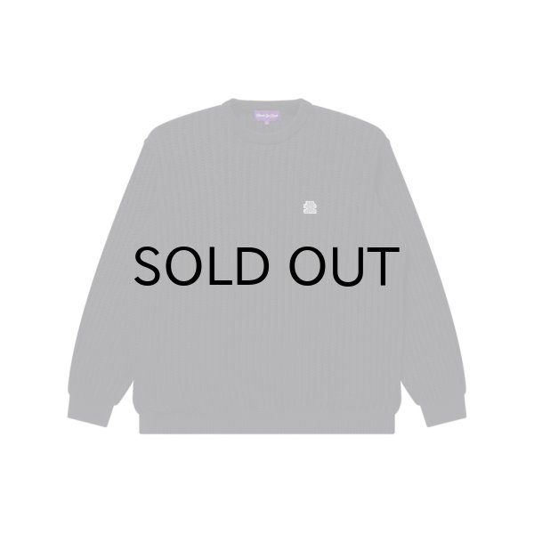 画像1: BLACK EYE PATCH (OG LABEL WAFFLE KNITTED CREW) BLACK (1)