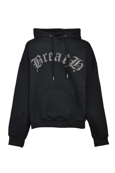 画像1: BREATH (OLD ENGLISH LOGO RHINESTONE HOODIE) BLACK (1)