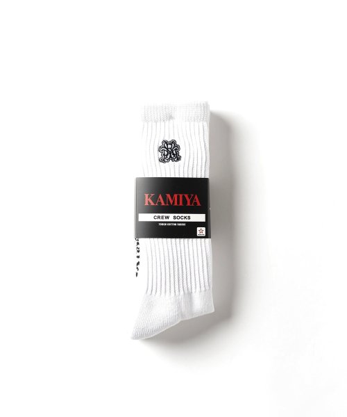 画像1: KAMIYA ("KMY" 2-Pack Cotton Crew Socks) WHITE (1)