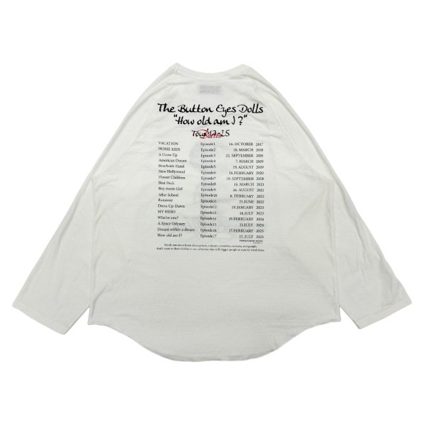 画像2: DAIRIKU (BUTTON EYE DOLL RAGLAN TAG TOUR TEE) WHITE (2)