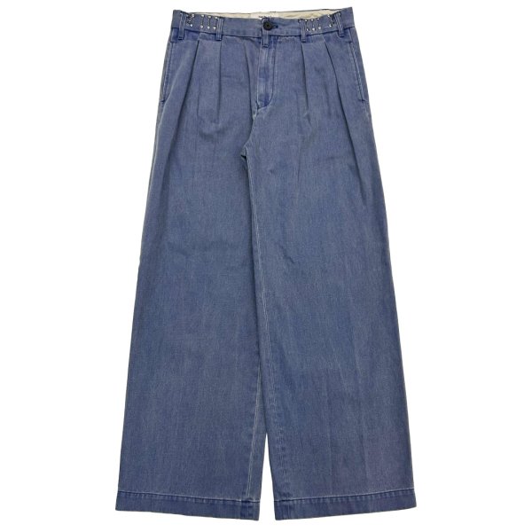 画像1: DAIRIKU (WIDE TWO TUCK CHINO PANTS) BLUE (1)