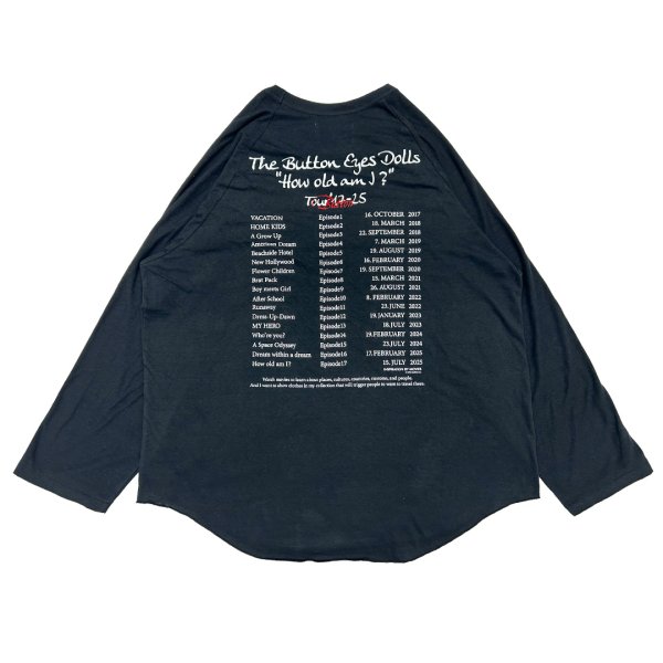 画像2: DAIRIKU (BUTTON EYE DOLL RAGLAN TAG TOUR TEE) BLACK (2)