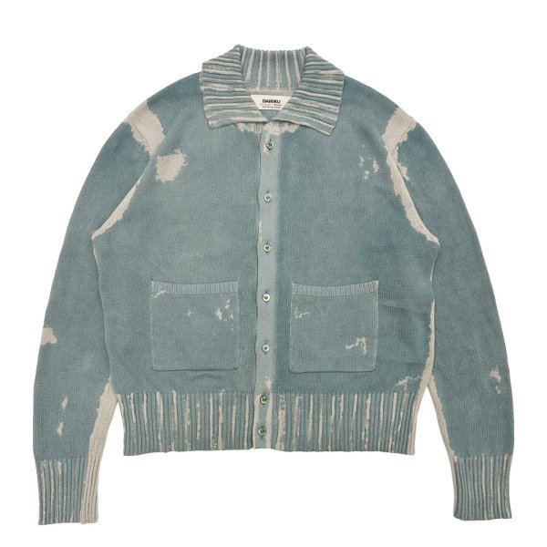 画像1: DAIRIKU (FLOWER BUTTON PRINTED KNIT CARDIGAN) AQUA (1)