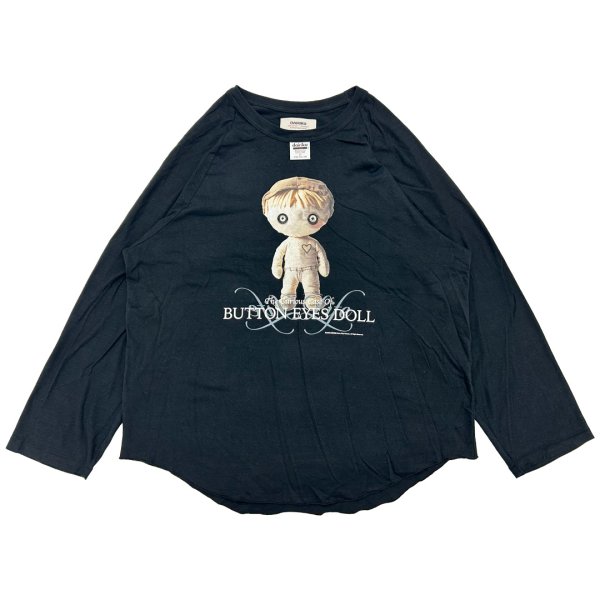 画像1: DAIRIKU (BUTTON EYE DOLL RAGLAN TAG TOUR TEE) BLACK (1)