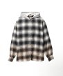 画像1: KAMIYA (Distressed Hooded Checked Shirt) BLACK (1)