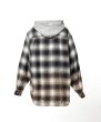 画像2: KAMIYA (Distressed Hooded Checked Shirt) BLACK (2)