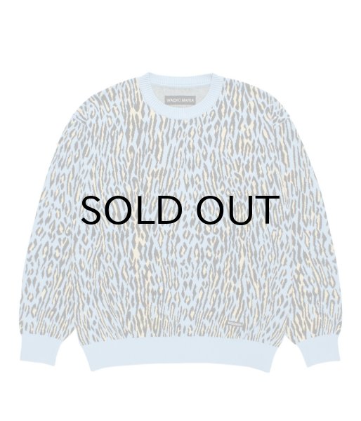 画像1: WACKO MARIA (LEOPARD JACQUARD SWEATER TYPE-2) L-BLUE (1)