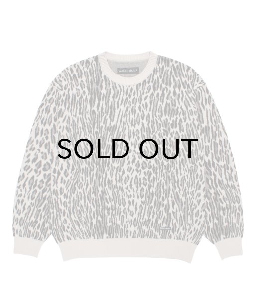 画像1: WACKO MARIA (LEOPARD JACQUARD SWEATER TYPE-2) IVORY (1)