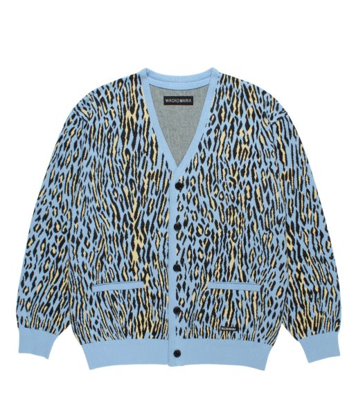 画像1: WACKO MARIA (LEOPARD JACQUARD CARDIGAN TYPE-2) L-BLUE (1)
