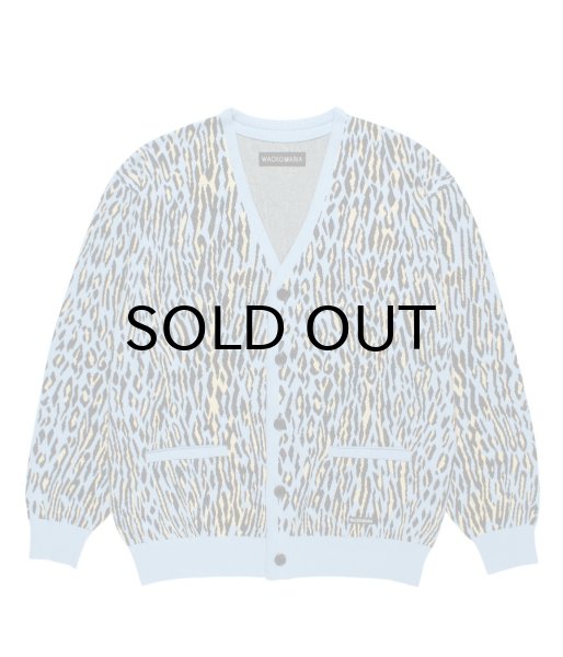 画像1: WACKO MARIA (LEOPARD JACQUARD CARDIGAN TYPE-2) L-BLUE (1)