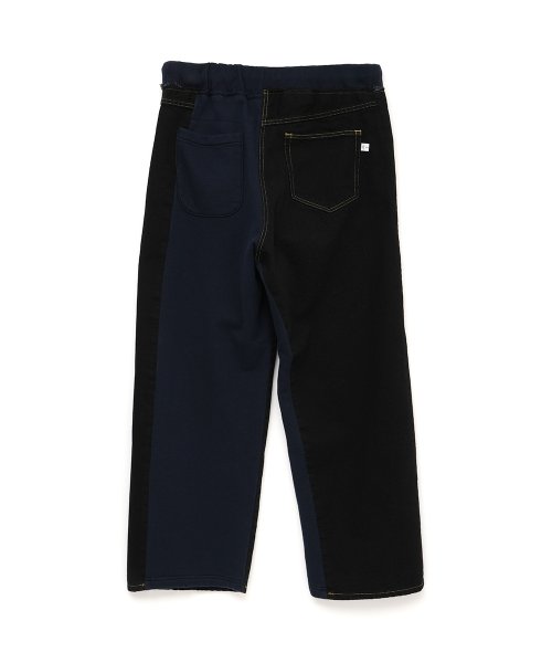 画像2: FACETASM (DENIM MERGINGSWEAT PANTS) BLACK (2)