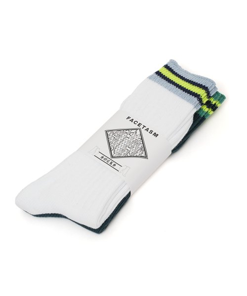 画像1: FACETASM (RIB SOCKS) WHITE&TEAL (1)