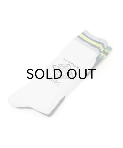 画像1: FACETASM (RIB SOCKS) WHITE&TEAL (1)