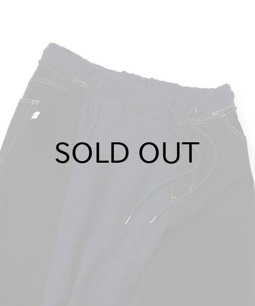 画像3: FACETASM (DENIM MERGINGSWEAT PANTS) BLACK -30% OFF- (3)