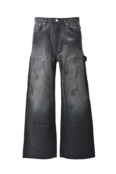 画像1: BREATH (COATING DOUBLE KNEE DENIM PANTS) BLACK (1)