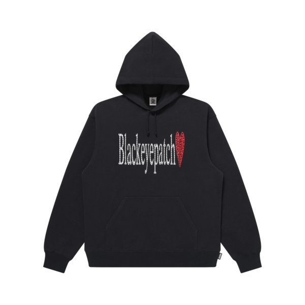 画像1: BLACK EYE PATCH (RHINESTONED HEARTBREAK LOGO HOODIE) BLACK (1)