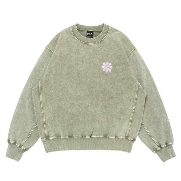 画像1: LQQK STUDIO (FLOWER POWER SWEAT) SAGE GREEN (1)