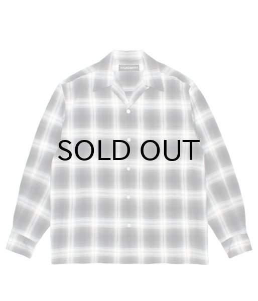 画像1: WACKO MARIA (OMBRE CHECK OPEN COLLAR SHIRT L/S TYPE-1) GRAY (1)