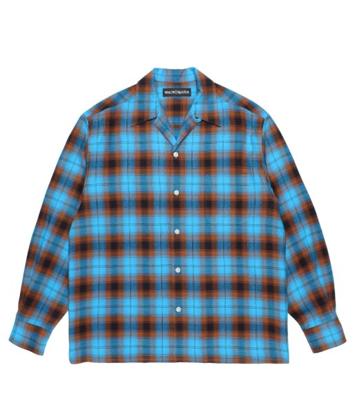 画像1: WACKO MARIA (OMBRE CHECK OPEN COLLAR SHIRT L/S TYPE-1) BLUE (1)