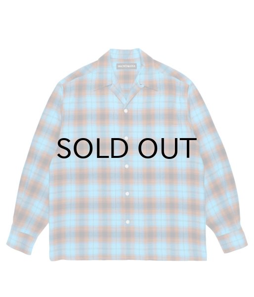 画像1: WACKO MARIA (OMBRE CHECK OPEN COLLAR SHIRT L/S TYPE-1) BLUE (1)