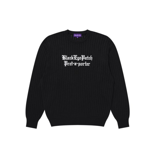 画像1: BLACK EYE PATCH (PRET-A-PORTER KNIT CREW SWEATER) BLACK (1)