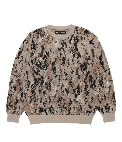 画像1: WACKO MARIA (DIGITALCAMO JACQUARD SWEATER) BEIGE (1)
