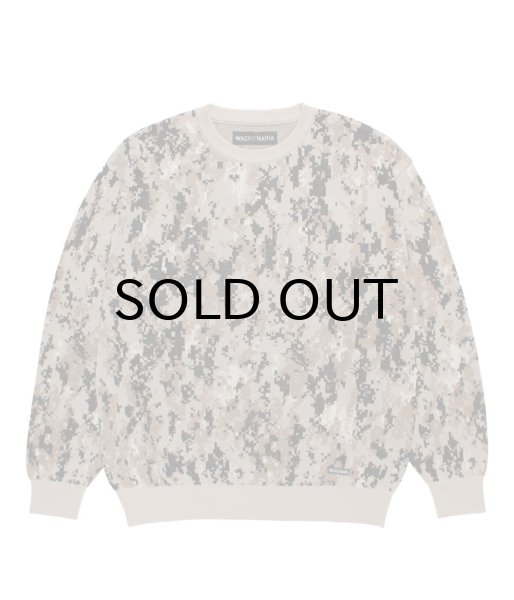 画像1: WACKO MARIA (DIGITALCAMO JACQUARD SWEATER) BEIGE (1)
