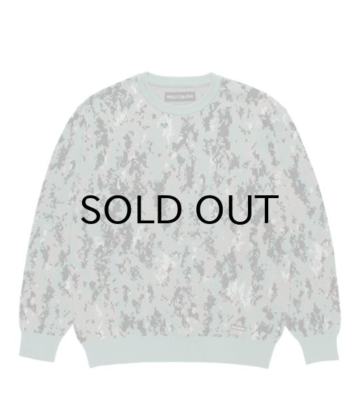 画像1: WACKO MARIA (DIGITALCAMO JACQUARD SWEATER) GREEN (1)