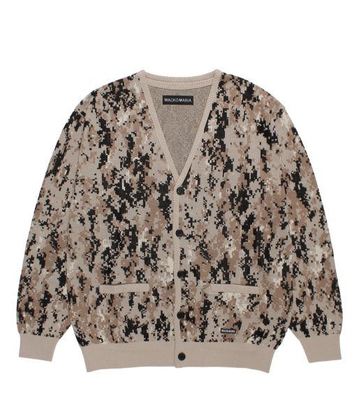 画像1: WACKO MARIA (DIGITALCAMO JACQUARD CARDIGAN) BEIGE (1)