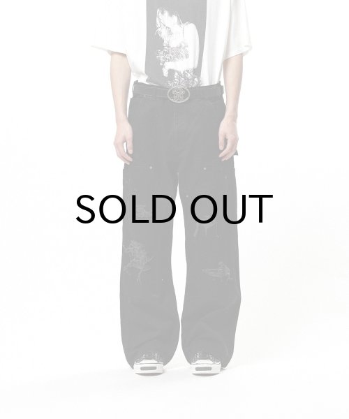 画像1: KAMIYA (BORO Duck Painter Pants) BLACK (1)