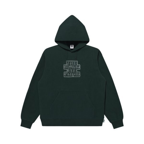 画像1: BLACK EYE PATCH (DAMAGED OG LABEL HOODIE) GREEN (1)