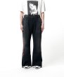 画像1: KAMIYA ("CRAYON FLAME" Distressed Bootcut Sweat Pants) BLACK (1)
