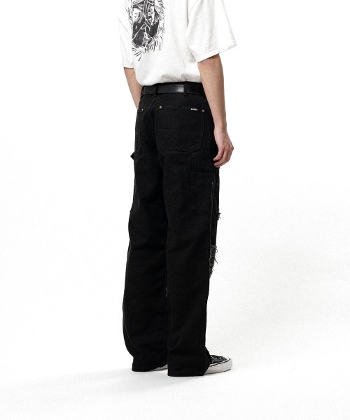 画像2: KAMIYA (BORO Duck Painter Pants) BLACK (2)