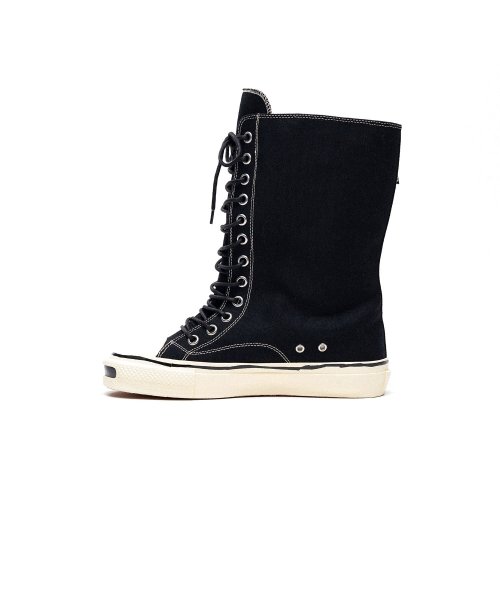 画像3: KAMIYA ("Joey" Vulcanize Aged Sole Extra High-top Sneaker) BLACK (3)