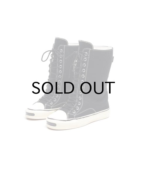 画像1: KAMIYA ("Joey" Vulcanize Aged Sole Extra High-top Sneaker) BLACK (1)