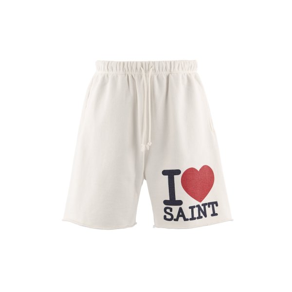 画像1: SAINT Mxxxxxx (SWEAT SHORTS_I LOVE SAINT) WHITE (1)