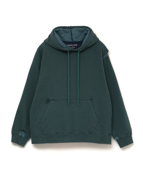画像1: FACETASM (DAMAGED HOODIE) TEAL (1)