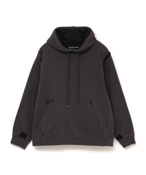 画像1: FACETASM (DAMAGED HOODIE) CHARCOAL (1)
