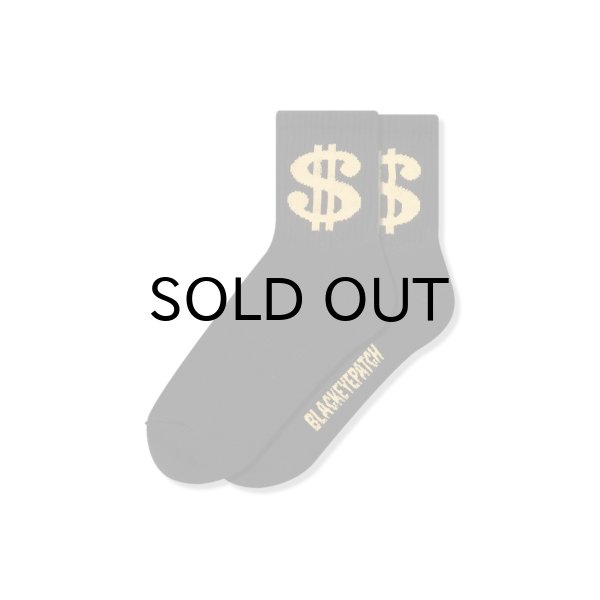 画像1: BLACK EYE PATCH (DOLLAR SIGN SOCKS) BLACK-YELLOW (1)