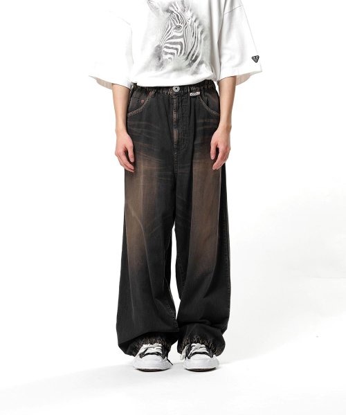 画像1: Maison MIHARA YASUHIRO (Light Denim Wide Pants) BLACK (1)