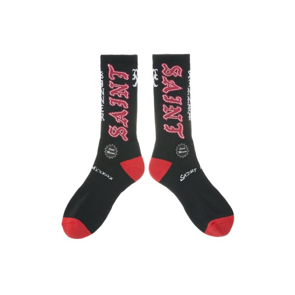 画像1: SAINT Mxxxxxx (SOCKS_SAINT) BLACK-RED (1)