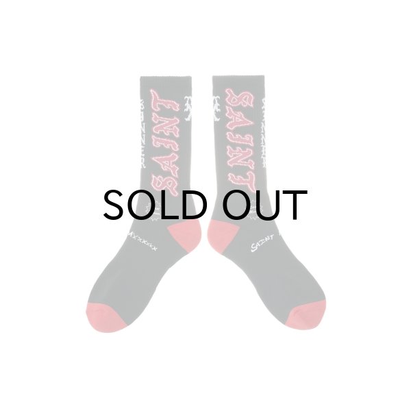 画像1: SAINT Mxxxxxx (SOCKS_SAINT) BLACK-RED (1)