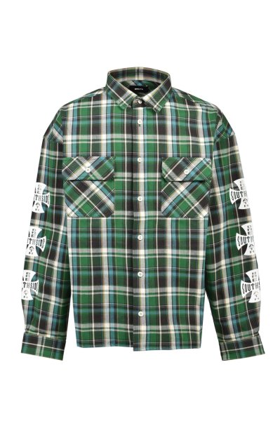 画像1: BREATH (SOUTHSIDE CROSS CHECK SHIRT) GREEN (1)